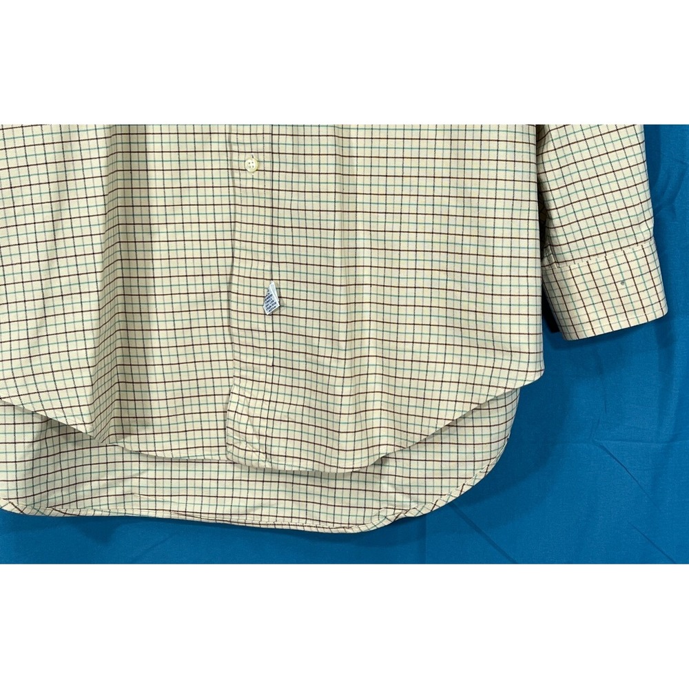 RALPH LAUREN POLO Ivory Graph Check DRESS SHIRT Sleeves Hemmed 2" Shorter 16-33 - Picture 4 of 6